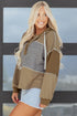 Mixed Texture Exposed Seam Button Henley Pullover