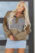 Mixed Texture Exposed Seam Button Henley Pullover