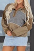 Mixed Texture Exposed Seam Button Henley Pullover