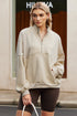 Mixed Texture Oversized Half Zip Pullover Sweatshirt