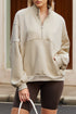 Mixed Texture Oversized Half Zip Pullover Sweatshirt