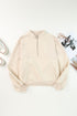 Mixed Texture Oversized Half Zip Pullover Sweatshirt
