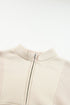 Mixed Texture Oversized Half Zip Pullover Sweatshirt