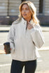 Mixed Texture Oversized Half Zip Pullover Sweatshirt
