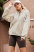 Mixed Texture Oversized Half Zip Pullover Sweatshirt