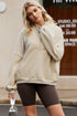 Mixed Texture Oversized Half Zip Pullover Sweatshirt