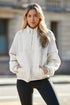 Mixed Texture Oversized Half Zip Pullover Sweatshirt