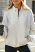Mixed Texture Oversized Half Zip Pullover Sweatshirt