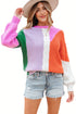 Mixed Texture Patchwork Cable Knit Pullover Sweater