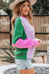 Mixed Texture Patchwork Cable Knit Pullover Sweater