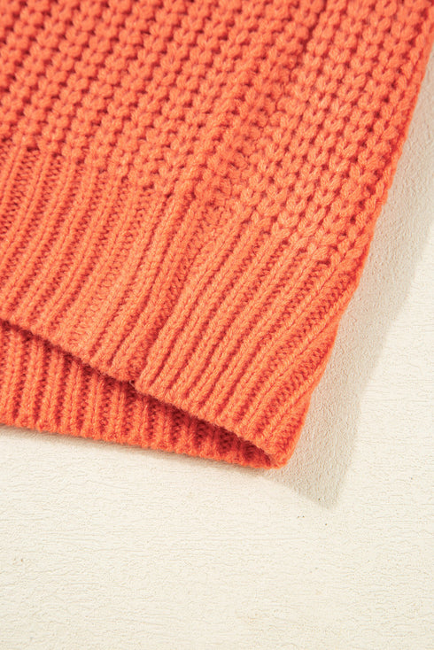 Mixed Texture Patchwork Cable Knit Pullover Sweater