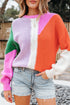 Mixed Texture Patchwork Cable Knit Pullover Sweater
