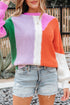 Mixed Texture Patchwork Cable Knit Pullover Sweater