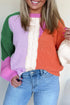 Mixed Texture Patchwork Cable Knit Pullover Sweater