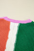 Mixed Texture Patchwork Cable Knit Pullover Sweater