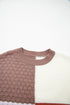 Mixed Texture Patchwork Crew Neck Pullover Sweater