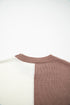 Mixed Texture Patchwork Crew Neck Pullover Sweater