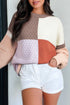 Mixed Texture Patchwork Crew Neck Pullover Sweater