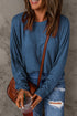Mixed Texture Patchwork Long Sleeve Crew Neck Top
