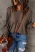 Mixed Texture Patchwork Long Sleeve Crew Neck Top