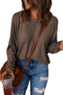 Mixed Texture Patchwork Long Sleeve Crew Neck Top