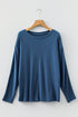 Mixed Texture Patchwork Long Sleeve Crew Neck Top