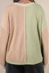 Mixed Texture Patchwork Paneled V Neck Long Sleeve Top