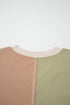 Mixed Texture Patchwork Paneled V Neck Long Sleeve Top