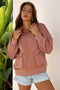 Mixed Texture Quarter Zip Cargo Pocket Pullover