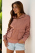 Mixed Texture Quarter Zip Cargo Pocket Pullover