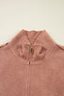 Mixed Texture Quarter Zip Cargo Pocket Pullover
