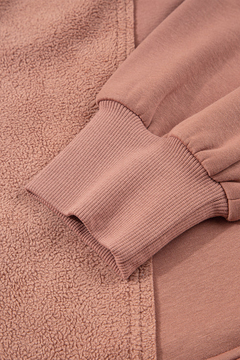 Mixed Texture Quarter Zip Cargo Pocket Pullover