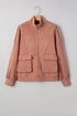 Mixed Texture Quarter Zip Cargo Pocket Pullover