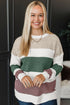 Mixed Texture Striped Color Block Relaxed Fit Sweater