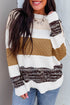 Mixed Texture Striped Color Block Relaxed Fit Sweater