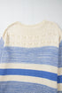 Mixed Texture Striped Pointelle Scalloped Hem Sweater