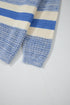 Mixed Texture Striped Pointelle Scalloped Hem Sweater