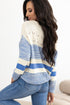 Mixed Texture Striped Pointelle Scalloped Hem Sweater
