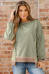 Mixed Texture Waffle Knit Accent Pullover Top