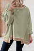 Mixed Texture Waffle Knit Accent Pullover Top