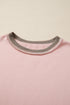 Mixed Texture Waffle Knit Accent Pullover Top