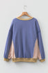Mixed Texture Waffle Knit Accent Pullover Top