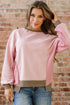 Mixed Texture Waffle Knit Accent Pullover Top