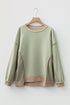 Mixed Texture Waffle Knit Accent Pullover Top