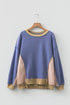 Mixed Texture Waffle Knit Accent Pullover Top