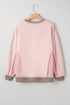 Mixed Texture Waffle Knit Accent Pullover Top