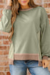 Mixed Texture Waffle Knit Accent Pullover Top