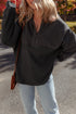 Mixed Texture Waffle Knit Quarter Zip Pullover