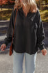 Mixed Texture Waffle Knit Quarter Zip Pullover
