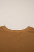 Mixed Texture Waffle Knit V Neck Pullover Top